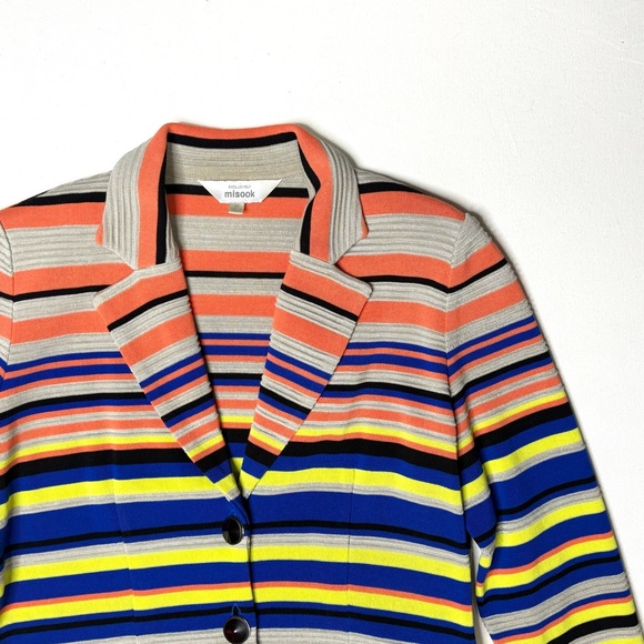 Misook Multi-color Striped Knit Blazer Size Medium - Picture 3 of 11